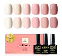 Yueshop Gel Nail Polish, 6 Colors Spring Natural Nude Pink Gel Polish Soak Off UV LED Nail Polish Nail Art Salon for Women Dating Anniversary Valentine's Day,8ML