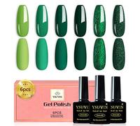 Yueshop Gel Nail Polish, 6PCS Bright Lime Green Emerald Pine Forest Sparkling Glitter Green Gel Nail Polish Set Soak Off UV LED Gel Polish Set for Women DIY Manicure Nail Salon,8ML