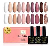 Yueshop Gel Nail Polish Set-10PCS Beige Glitter Sparkle Nude Pink White Light Purple Dark Brown Series Nude Gel Polish, Soak Off UV Gel Nail Varnish Manicure Kit For Women,8ml