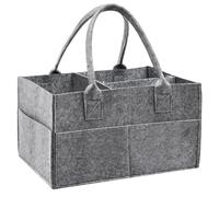 Yueshop Grey Felt Baby Diaper Caddy Nursery Storage Wipes Bag Nappy Organizer Container (Dark Grey)