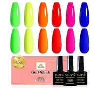 Yueshop Neon Gel Nail Polish,6Pcs Rainbow Green Red Yellow Purple Blue Orange Summer Gel Polish Set Soak off UV LED Lamp Gel Nail Varnish for Salon & Home DIY(8ML)
