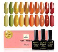 Yueshop Orange Gel Nail Polish, 10 Pcs Bright Yellow Green Orange-Red Glitter Autumn Set Soak-Off UV Manicure Varnish For Halloween, 8ML