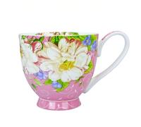 YUESITE 16oz Bone China Coffee Mugs for Women Mugs Flora Coffee Tea Cups Novetly Coffee Cups Gift for Women Mom Friends (pink Magnolia)