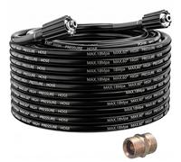 YUET 15M 50ft High Pressure Washer Hose, 2610 PSI Universal Extension Hose Replacement Hose for Kärcher, for Nilfisk, Petrol Washer with M22x14mm Thread Extension Plug, Double External Thread Coupling