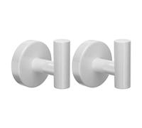 YUET 2 Pcs Bathroom Towel Hook,Screw in Metal Coat Hooks Matte Robe Hook SUS 304 Stainless Steel Heavy Duty Door Hanger Towel Robe Clothes Closet Sponges Holder for Bathroom Hotel (White)
