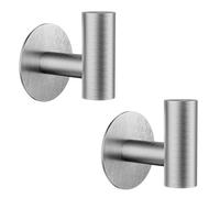 YUET 2 Pcs Silver Bathroom Towel Hook Self Adhesive,Stick on Coat Hooks Robe Hook SUS 304 Stainless Steel Heavy Duty Door Hanger Robe Clothes Closet Sponges Holder for Bathroom Hotel (Brushed Nickel)