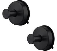 YUET 2 Pcs Suction Hooks, Vacuum Suction Cup Hook, Metal Towel Coat Hooks Robe Hook SUS 304 Stainless Steel Heavy Duty Door Hanger Clothes Closet Sponges Holder for Bathroom (Black)