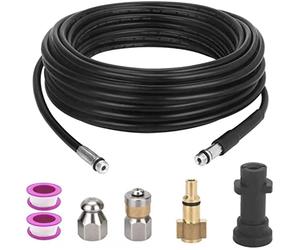 YUET 20M High Pressure Washer Drain Pipe Cleaning Hose Cleaner Kit Wth Adapter,Flexible Tube Unblocker Sewer Jetter, Jet Nozzle Rotating for Karcher Washers Replacement, Kärcher K2-K7 Series & LAVOR
