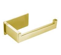 YUET Brushed Brass Toilet Roll Paper Holder Self Adhesive Storage Holders Free Standing Stainless Steel Tissue Hanger No Drill for Bathroom and Kitchen Accessory Square 304 (Gold)