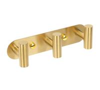 YUET Coat Racks Wall Mounted Heavy Duty with 3 Brushed Brass Coat Hooks | Stainless Steel Door Hooks, Rust-Resistant T-Shaped Door Hangers for Bathroom Towels, Robes, Keys