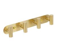YUET Coat Racks Wall Mounted Heavy Duty with 4 Brushed Brass Coat Hooks | Stainless Steel Door Hooks, Rust-Resistant T-Shaped Door Hangers for Bathroom Towels, Robes, Keys