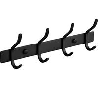 YUET Door Hooks, Towel Hook Stainless Steel Coat Hooks Wall Mounted Screw in Modern Metal Heavy Duty Coat Rack Row of Hooks Hanger Robe Clothes Hat Hook for Bathroom Bedrooms (Black)