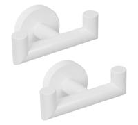 YUET Double Door Hooks for Bathrooms, Hooks for Kitchen Bathroom, SUS304 Stainless Steel Coat Hook, Heavy Duty Towels Holder for Hanging Towel, Coats,sponges, Clothes, Wall Mount, 2 PCs (White)