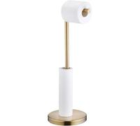YUET Freestanding Toilet Roll Holders Free Standing Folding Paper Holder Stand Storage Stainless Steel Bathroom, Anti Rust Pedestal Free-Standing Dispenser Holds 5 (Gold)