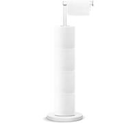 YUET Freestanding Toilet Roll Holders Free Standing Folding Paper Holder Stand Storage Stainless Steel Bathroom, Anti Rust Pedestal Free-Standing Dispenser Holds 5 (White)