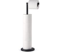 YUET Freestanding Toilet Roll Holders Free Standing Folding Paper Holder Stand Storage Stainless Steel Bathroom, Anti Rust Pedestal Free-Standing Dispenser Holds 5 (Black)