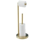 YUET Freestanding Toilet Roll Holders Free Standing Folding Paper Holder Toilet Roll Stand Storage Stainless Steel Bathroom, Free-Standing Dispenser Holds 5 Paper Roll with Storage (Gold)