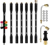 YUET High Pressure Washer Extension Wand, Extension Power Washer Lance with 6 Spray Nozzle Tips, 9 Pack Gutter Cleaner Attachment Curved Rod, 1/4" Quick Connect,Anti-Leaked Ring (With Karcher Adapter)