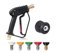 YUET High Pressure Washer Gun Handle with 5 Water Nozzle Tips,Water Wash Cleaner for Car Cleaning Kit(M22 14MM Fitting Hose Connector & 1/4" Karcher Kärcher Quick Connector) Power Wand 4350 PSI