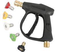 YUET High Pressure Washer Gun with 5Pcs Spray Nozzles, 4350 PSI 1/4" Quick Release Car Washer Gun, Power Short Spray Gun M22 Metric Thread for Car Cleaning Washer M22 14MM Fitting Hose (5 Tips)