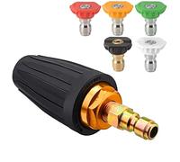 YUET Pressure Washer Accessories Rotating Turbo Nozzle, 3.0 GPM 3600 PSI 035 Rotating Spray Turbo Nozzle Gun 1/4" Quick Connect, Pressure Washer Cleaner Gun Nozzle Accessory (with 5 Tips)