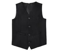 Yuetide Kids Boys Sleeveless Button Down Formal Suit Vest V-Neck Gentleman Tuxedos Waistcoat Wedding Prom Party Black 11-12 Years