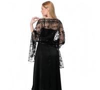 Yuetide Women's Sequin Shawls Wraps Embroidered Glitter Scarf Cover Up for Evening Party Wedding Black