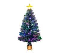 YUETJIN 32inch Pre-lit Mini Fiber Optic Tabletop Artificial Christmas Tree，Small Xmas Trees with Stars Decorations-Gold