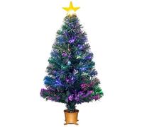 YUETJIN 3ft Pre-lit Mini Fiber Optic Tabletop Artificial Christmas Tree，Small Xmas Trees with Stars Decorations-Gold