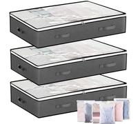 YUETOGUO Underbed Storage Bags Foldable 3Pcs Large Under Bed Storage Box with 6 pcs Large Clothes Storage Bag,Under Bed Storage Bag with Reinforced Handle for Clothes Quilts Blankets Bedding
