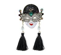 yueton 1 Pack Chinese Style Mask Brooch Exquisite Queen Mask Brooch Creative Brooch Pins with Long Tassel for Party Halloween Wedding