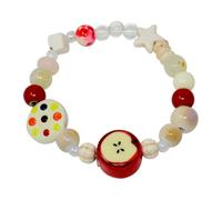 yueton 1 Pack Cute Fruit Bracelet Adorable Apple Beads Bracelet Star Shape Beads Bracelet Lovely Elastic Stretch Bracelet