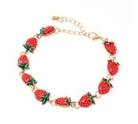 yueton 1 Pack Cute Strawberry Bracelet Strawberry Charm Bracelet Adorable Fruit Wrist Chain Adjustable Strawberry Bracelet Party Jewelry for Women