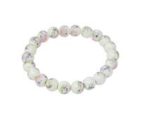 yueton 1 Pack Elegant Porcelain Beads Bracelet Pretty Peony Pattern Ceramics Bracelet Chinese Style Ceramics Wrist Bracelet for Women