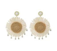 yueton 1 Pack Exaggerated Sunflower Earrings Boho Daisy Earrings Handmade Straw Flower Earrings Beach Earrings Jewelry for Women