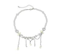 yueton 1 Pack Heart Necklace Cute Beaded Necklace Bead Pendant Necklace Y2K Aesthetic Jewelry for Women