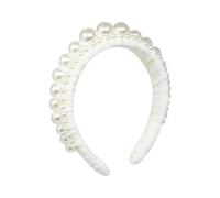 yueton 1 Pack White Imitation Pearl Headband Elegant Faux Pearl Headband Wide Headband Larger Imitation Pearl Hair Hoop Fashion Hair Accessories for Women