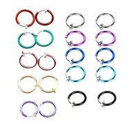 Yueton 10 Pairs Non - Piercing Fake Spring Septum Nose Lips Ear Ring Hoop Clip On by Blovess