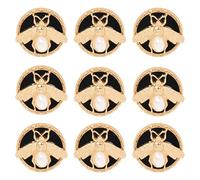 yueton 10PCS Gold Bee Round Buttons 3D Bee Alloy & Imitation Pearl Buttons for DIY Coat Jacket Suit