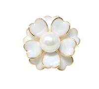 yueton 1Pack Camellia Brooch Pins Artificial Pearl Petal Brooch Elegant Flower Brooch for Women Party Wedding Christmas Valentine's Day, Alloy, Imitation Pearl, imitation pearl