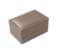 yueton 1Pack Champagne Color Double Rings Box Fashion PU Leather 2 Rings Box Premium Jewelry Storage Box for Wedding Engagement Anniversary