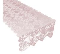 yueton 1Pack Pink Heart Lace Table Runner Valentine's Day Romantic Pink Table Runner Heart Shape Cutout Table Runner for Candlelight Dinner Anniversary Wedding Proposal Party Home Decor
