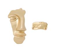 yueton 2 Pack Vintage Mask Brooch Unique Half Face Brooch Figure Face Mask Brooch for Women Men, Metal, no gem