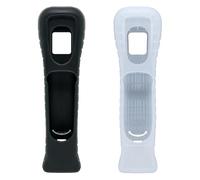 yueton 2pcs Black and White Replacement Extended Silicone Protective Skin Case Cover for Nintendo Wii Motion Plus Remote Controller (L)