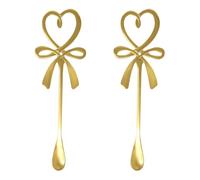 yueton 2PCS Sweet Heart Bowknot Handle Tea Spoons Stainless Steel Coffee Stirring Spoon Gold Coffee Spoons for Sugar Tea Milk Cake Drinks Cake Valentine's Day