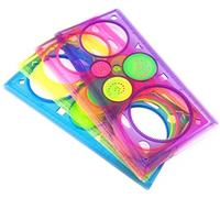 yueton 4pcs Transparent Colorful Plastic Washable Drawing Painting Graphics Stencils Scale Template Sets for Kid Craft, School Project