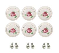 yueton 6Pcs 1-1/2 inch Hand Painted Ceramic Knobs Kitchen Cabinet Retro Vintage Door Drawer Handles Pulls for Dresser Cupboard Wardrobe (Pink Rose)