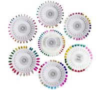 yueton 7 Sets 210pcs Multi Color Pearlized Cucurbit Star Heart Leaf Flower Water Drop Head Quilting Pins Straight Decorative Pins