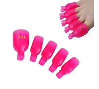 yueton Pack of 10 Reusable Toenail Nail Art Soak Off Cap Clip UV Gel Polish Remover Tool (Hot Pink)