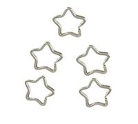 YUETON Pack of 50 Metal Star Shaped Split Ring Key Ring Key Holder Keyfob Accessories Connector Keychain Keyring